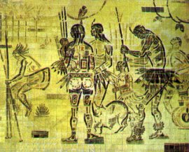 PAINEL DO ARTISTA PL�STICO JENNER AUGUSTO, PINTADO EM 1961, ENTITULADO "OS PRIMEIROS HABITANTES DE SERGIPE" (DETALHE)